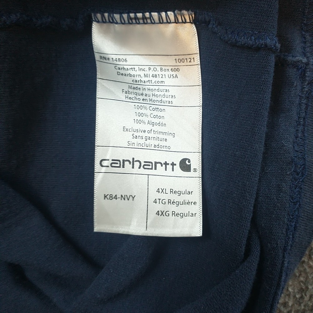 Carhartt Mens 4XL Navy Blue Short Sleeve Henley Pocket T-Shirt Original Fit - Picture 15 of 16